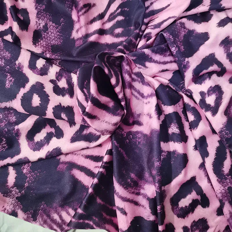 Good Stretch Pink Leopard Swimming Suits Fabric Knitted Cotton/Spandex Fabric Snake Pattern Printing Diy Sewing Swimsuit/Pants