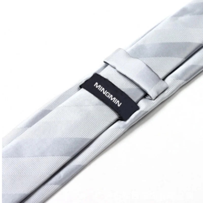 7cm Men Ties  Silver white Striped Narrow Formal Noeud Papillon Homme Korean Fashion Business Ties For Men