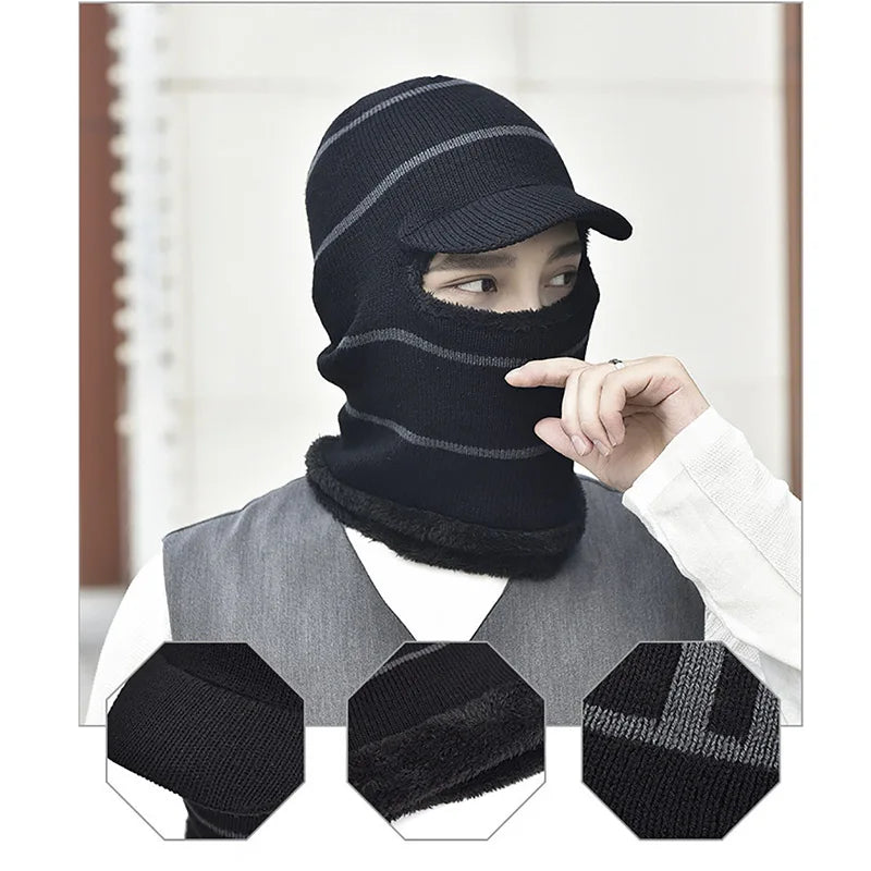 2020 Winter Beanie Scarf Cap Balaclava Neck Warmer Hat with Thick Fleece Lined Soft Wool Knitted Bonnet Warm Skull for Women Men