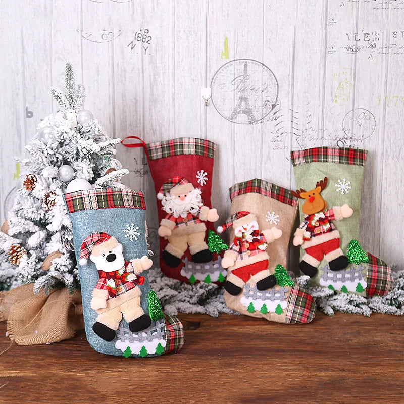 2023 New Year Christmas Stocking Sack Xmas Gift Candy Bag Noel Christmas Decorations for Home Navidad Sock Christmas Tree Decor