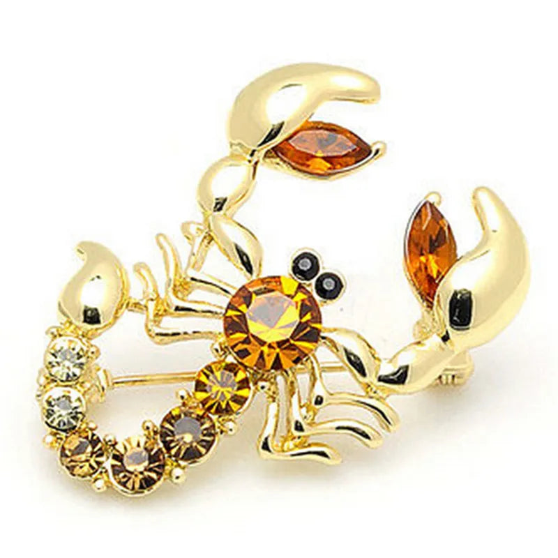 Women Fashion Animal Scorpion Crystal Rhinestone Scarf Brooch Pin Party Jewelry