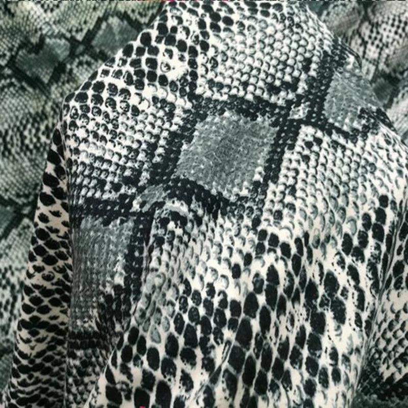 Good Grey Cotton/spandex 4-Side Stretch Milk Silk Dress Fabric Snake Leopard Pattern Print Dance Fabric DIY Sew Dress Clothing