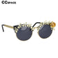 51103 Round Sunglasses Fashion Metal Golden Rose Frame Charm Women's Shade UV400