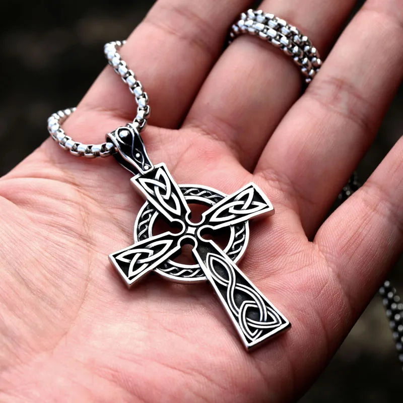 Beier Stainless Steel Vikings Pendant Valknut Celtic Cross Necklace Chain Norse Viking Jewelry LLBP8-505P