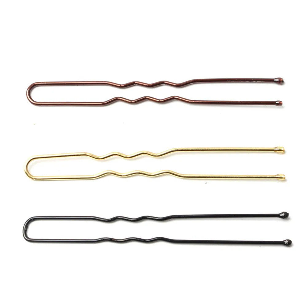 100 PCS/Bag 5cm/6cm U Shaped Alloy Hairpins Waved Hair Clips Simple Metal Bobby Pins Barrettes Bridal Hairstyle Tools Hair Pins