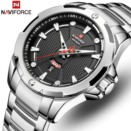 Men’s Watches NAVIFORCE Top Luxury Brand Analog Watch Men Stainless Steel Waterproof Quartz Wristwatch Date Relogio Masculino