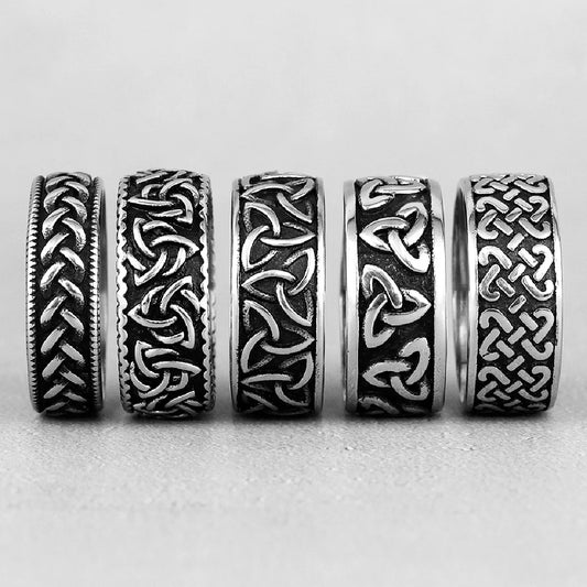 Celtic Knot Weave Viking Symbols Stainless Steel Mens Women Rings Simple for Girl Boyfriend Jewelry Creativity Gift Wholesale