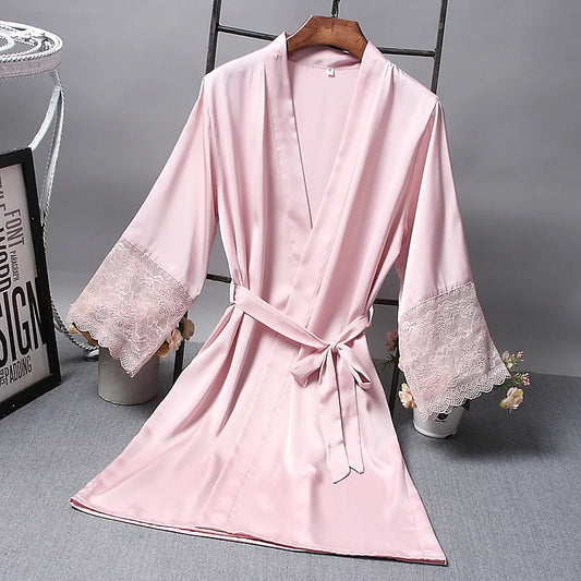 Bridesmaid Robes Satin Robe Bride Elegant Sleepwear Sexy Lace Women Dressing Gown Bathrobe Kimono Silk Bath Robe Sleep Lounge