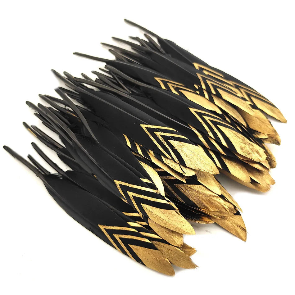 10/50 Pcs Natural Gold Black Duck Feathers Small for Crafts Plume Party Wedding Decoration DIY Feathers Jewelry Making 10-15cm