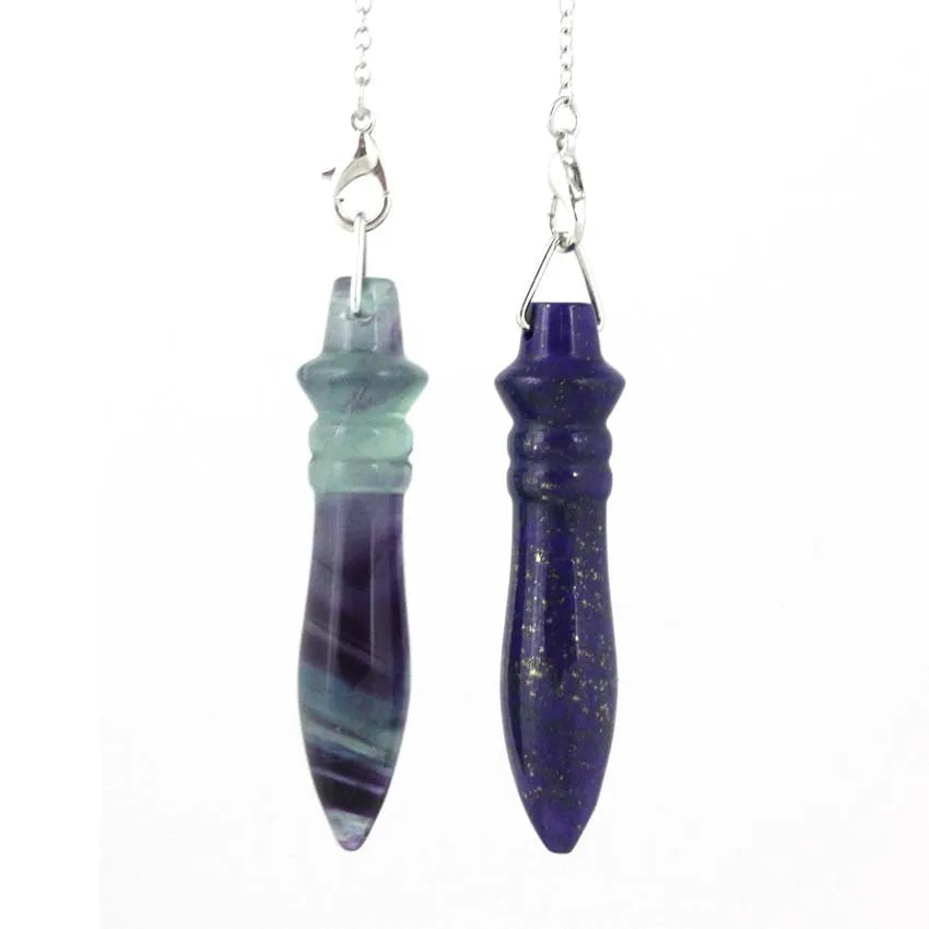 KFT Natural Healing Crystal Quartz Pendulum Pendant Amethyst Lapis Lazuli Reiki Stone Amulet Pendule Spirituel Divination