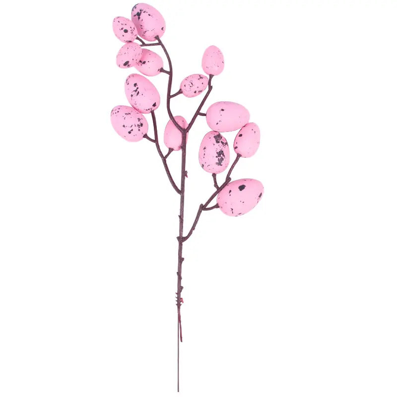 Colorful Easter Egg Tree Branch Artificial Foam Eggs Flower Twig Branches Arrangement Vase Home Decor 2025 Easter Party Supplies