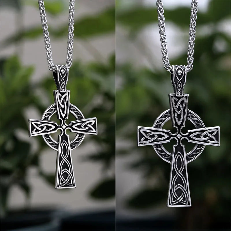 Beier Stainless Steel Vikings Pendant Valknut Celtic Cross Necklace Chain Norse Viking Jewelry LLBP8-505P