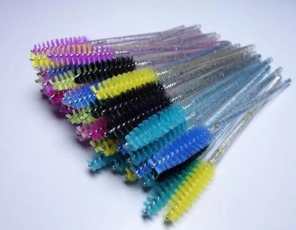 50pcs Shiny Disposable Eyelash Applicator Wands Curler Brush Set Mascara Eyebrow Spoolers  Comb Wands Spoolies Brushes