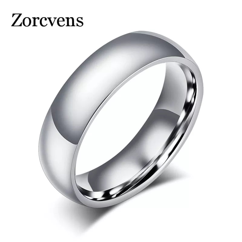 ZORCVENS 2023 New Fashion 6mm Classic Wedding Ring for Men Women Gold Silver Color Stainless Steel Engagement Ring