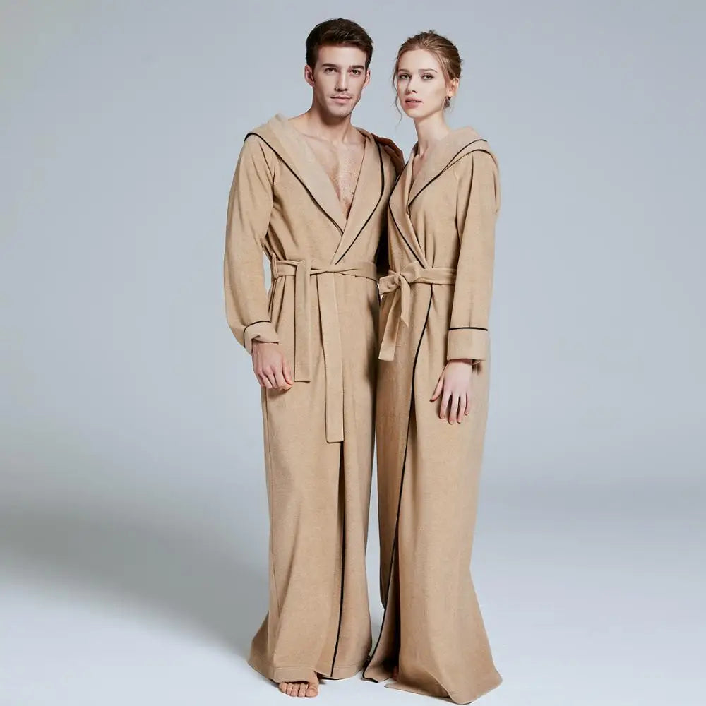 Women and Men Plush Fleece Ultra Long Floor Length Hooded Bathrobe Robes Sleepwear Plus Size Nightgown Dressing Gown Lounge wear