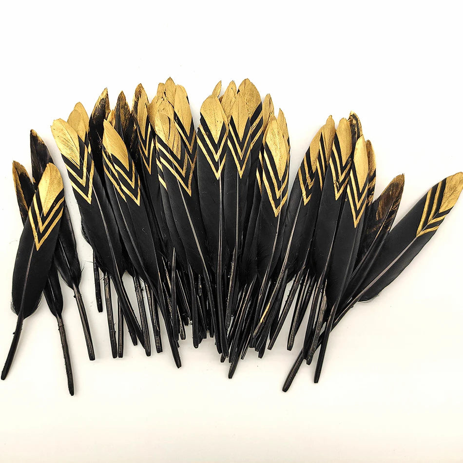 10/50 Pcs Natural Gold Black Duck Feathers Small for Crafts Plume Party Wedding Decoration DIY Feathers Jewelry Making 10-15cm