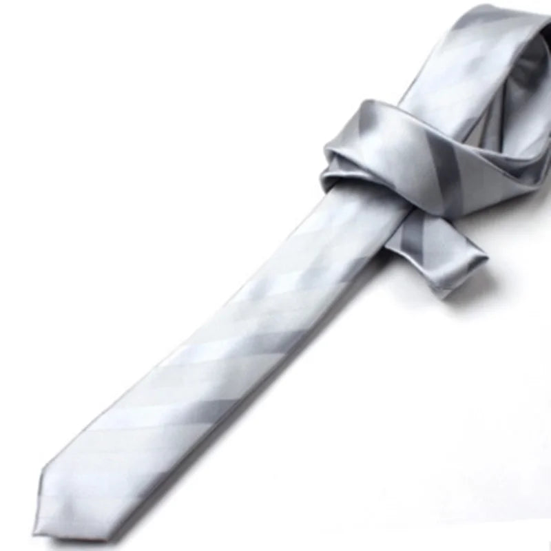 7cm Men Ties  Silver white Striped Narrow Formal Noeud Papillon Homme Korean Fashion Business Ties For Men