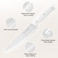 15 Pieces White Carbon Steel Blade Kitchen Knife Set with Real Wooden Stand, Inner Sharpener, and Kitchen Scissors