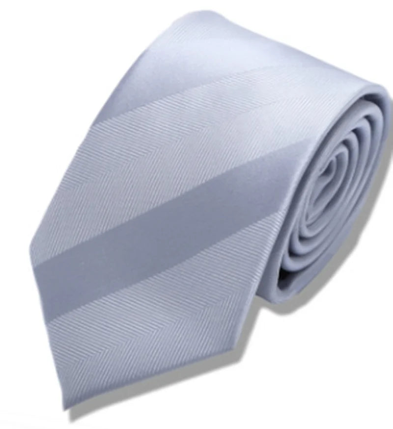 7cm Men Ties  Silver white Striped Narrow Formal Noeud Papillon Homme Korean Fashion Business Ties For Men