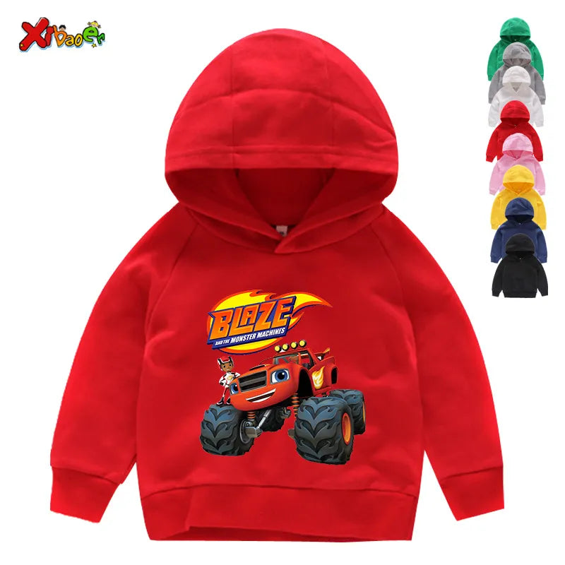 Blaze and The Monster Machines Children's Clothes Boy Impostor Blaze Game Anime T-Shirt Boy or Girl Top Sweatshirt Hoodie 3T-9T