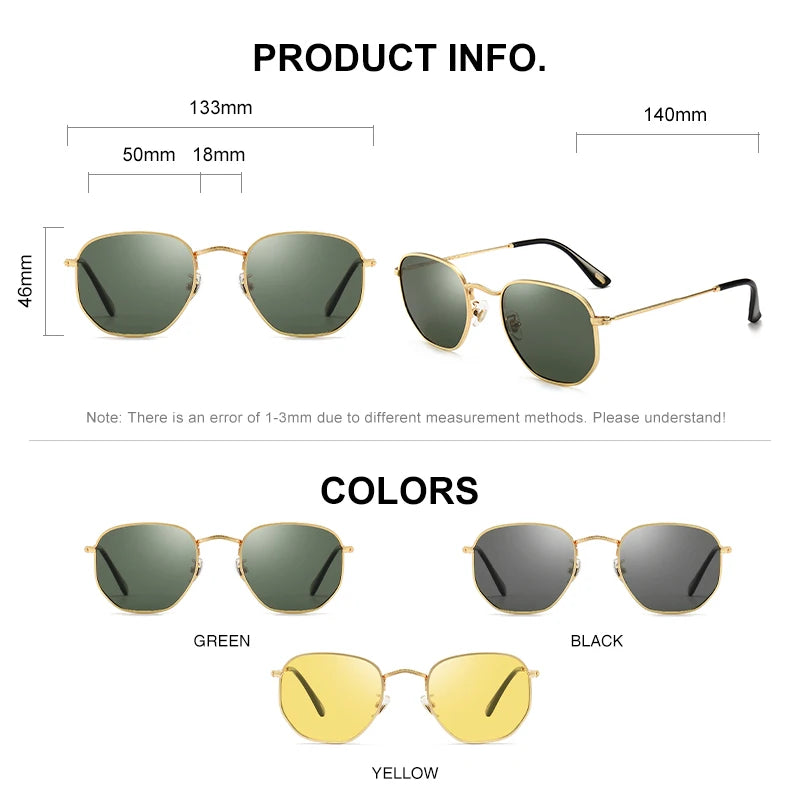 CAPONI Classical Sunglasses Women Ray Cut Retro Sun Glasses UV400 Protect Polarized Gold Metal Hexagon Fashion Eyewear CP1081