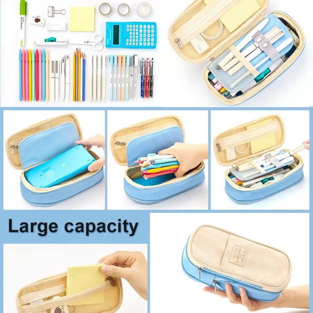 Angoo [C-Block] Pocket Pen Pencil Case, Fold Stationery Items Storage Bag, Organizer for Cosmetic Travel Student School F449