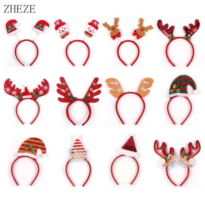 Trendy Christmas Headbands For Children Girls Xmas Tree Party Hats Hair Band Clasp Head Hoop Decoration Accessories Gifts