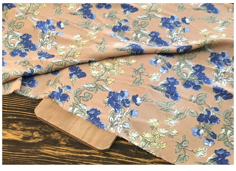 Chiffon Cloth Printed New Style South Korean Silk Clothing Fabric Pastoral Style Floral Pattern Dress Material/1 M