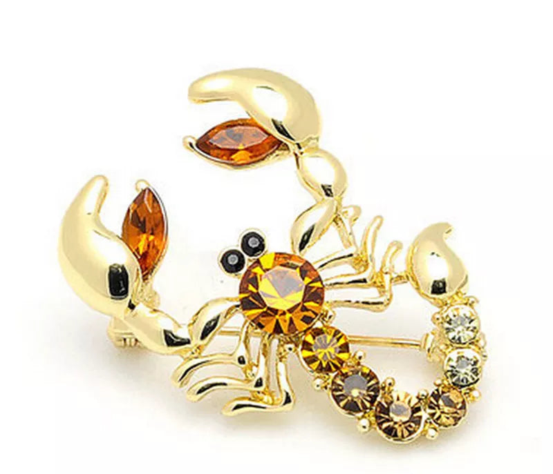 Women Fashion Animal Scorpion Crystal Rhinestone Scarf Brooch Pin Party Jewelry