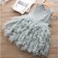 Girls Summer Dress Sleeveless Pearls Button Girl Princess Dress for Party Evening Gown Dresses Fluffy Puff Tutu Dress for Girls