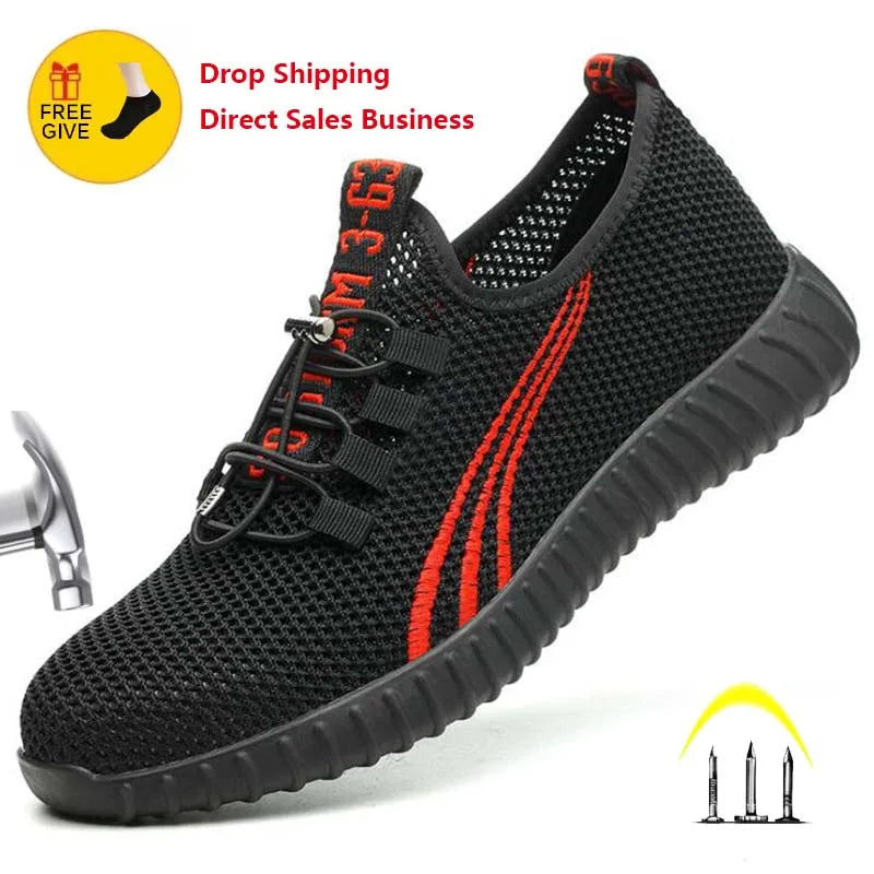 2020 New Safety Shoes For Men Summer Breathable Work Shoes Lightweight Anti-smashing Shoes Male Construction Work Mesh Sneakers