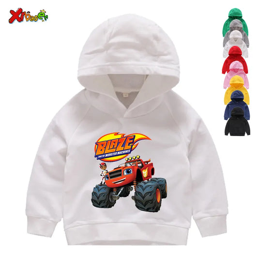 Blaze and The Monster Machines Children's Clothes Boy Impostor Blaze Game Anime T-Shirt Boy or Girl Top Sweatshirt Hoodie 3T-9T