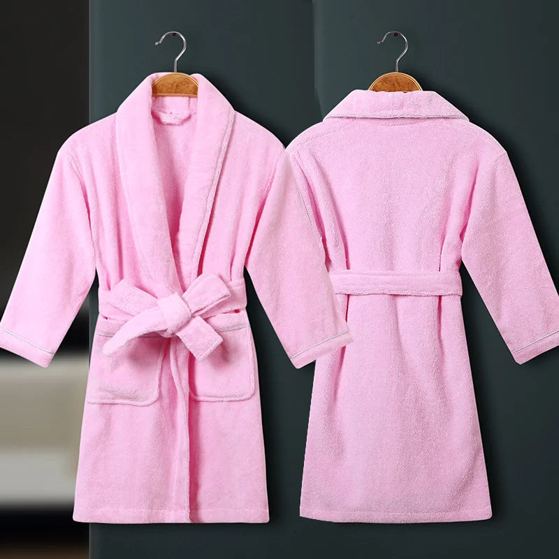 100% Cotton Toweling Terry Robe Kids Cartoon Robe Boy&Girls Hooded Robe Winter Warm Bathrobe Soft Sleeprobe Kids Casual Homewear