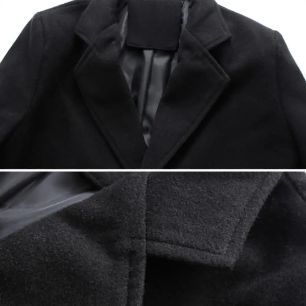 Fashion Men Jacket Long Woolen Coat Single Breasted Overcoat Winter мужская куртка