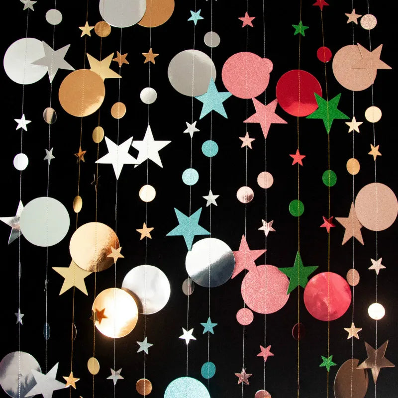 4M Twinkle Star Paper Garland Baby Shower Decorations for Home Boy Girl First Birthday Party DIY Wedding Decor Christmas Props