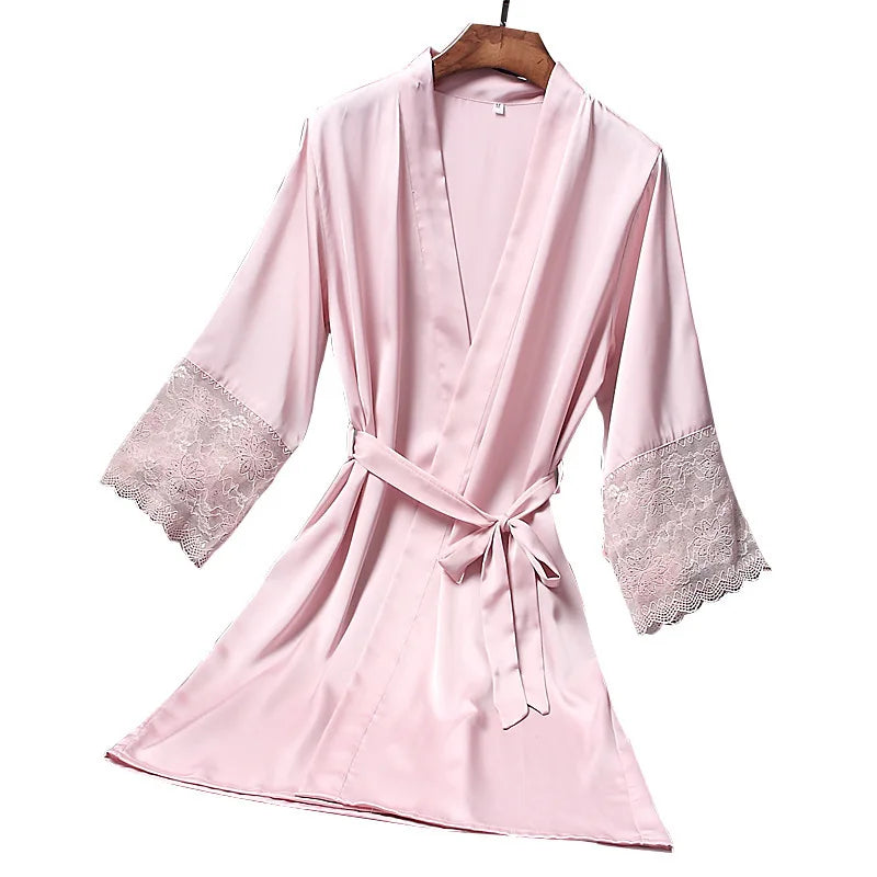 Bridesmaid Robes Satin Robe Bride Elegant Sleepwear Sexy Lace Women Dressing Gown Bathrobe Kimono Silk Bath Robe Sleep Lounge