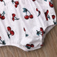 2pcs Baby Girl Ruffle Cherry Print Bodysuits Newborn Romper + Headband Kids Sunsuit Newborn Outfits Girls Summer Clothes