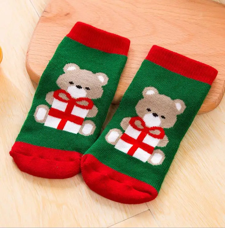 1 Pair Cotton Winter Autumn Baby Girls Boys Kids Socks Children Terry Snowflake Elk Santa Claus Christmas Bear Gift Stuff