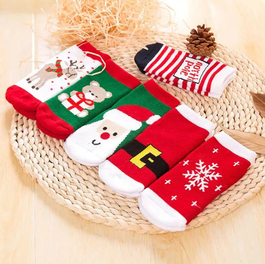 1 Pair Cotton Winter Autumn Baby Girls Boys Kids Socks Children Terry Snowflake Elk Santa Claus Christmas Bear Gift Stuff