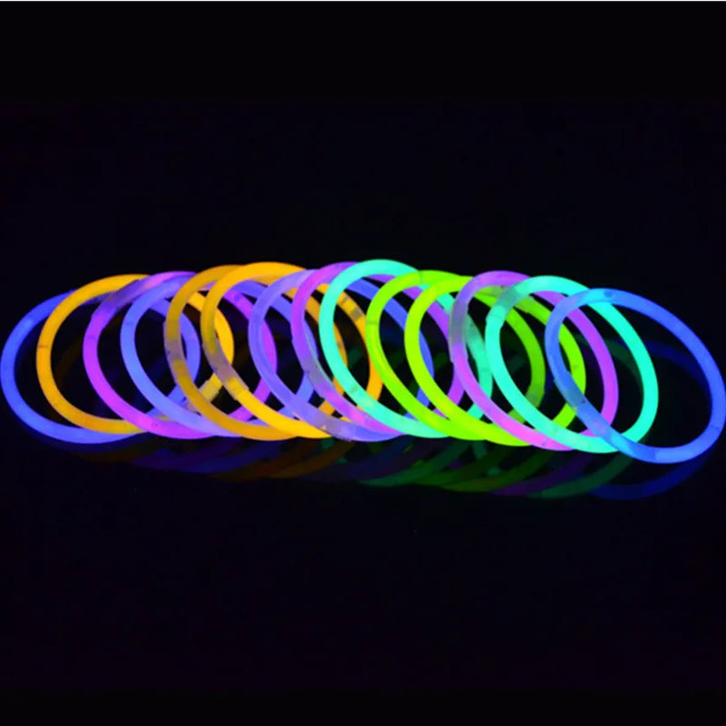 100pcs Party Fluorescence Glow Sticks Bracelets Fun Necklace Neon For Wedding Birthday Concert Supplies Colorful Bright Lights