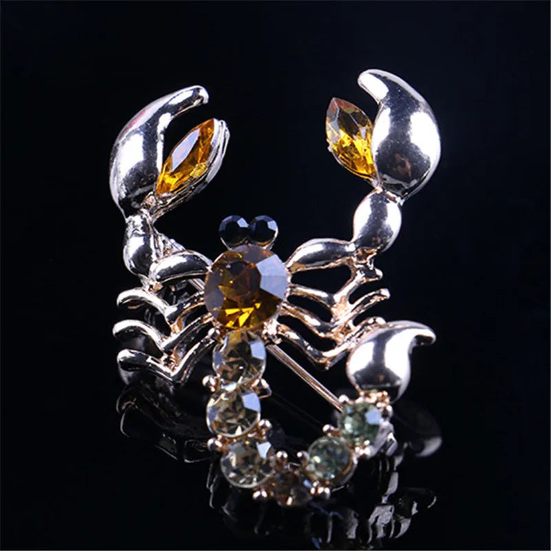 Women Fashion Animal Scorpion Crystal Rhinestone Scarf Brooch Pin Party Jewelry