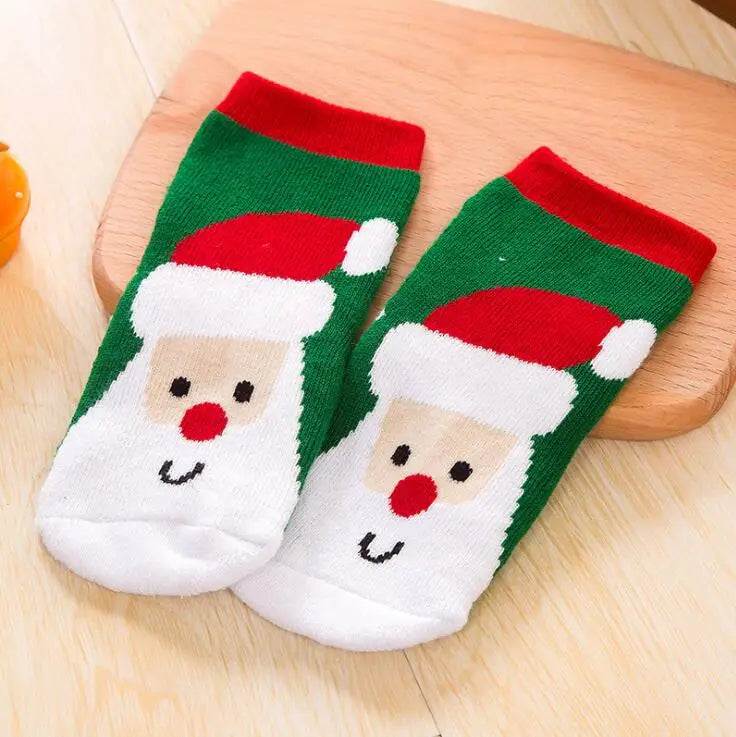 1 Pair Cotton Winter Autumn Baby Girls Boys Kids Socks Children Terry Snowflake Elk Santa Claus Christmas Bear Gift Stuff