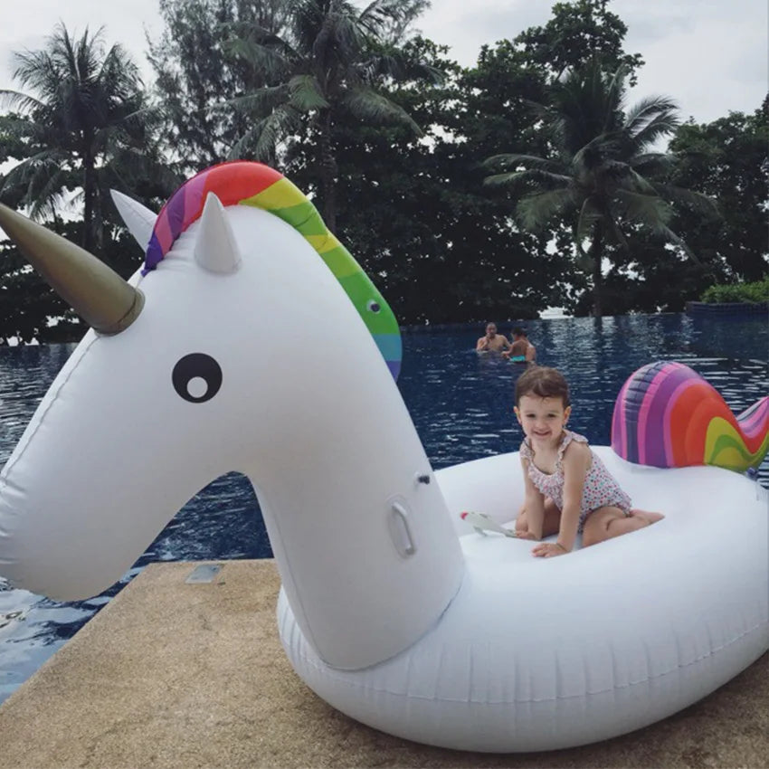 Giant 200CM/250CM Inflatable Unicorn Pool Float Air Mattress Swim Ring Floating Swimming Float Gonflable Child Adult Water Party