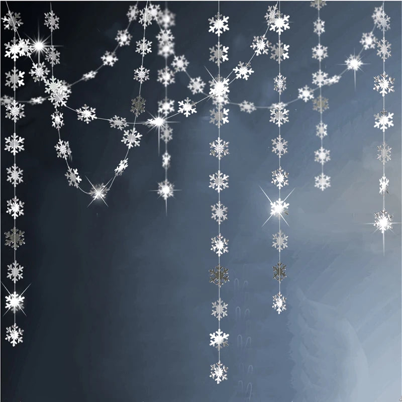 4m Paper Artificial Snowflakes Garland Frozen Party Supplies Christmas Decorations for Home Navidad Tree Hanging Ornaments Snow