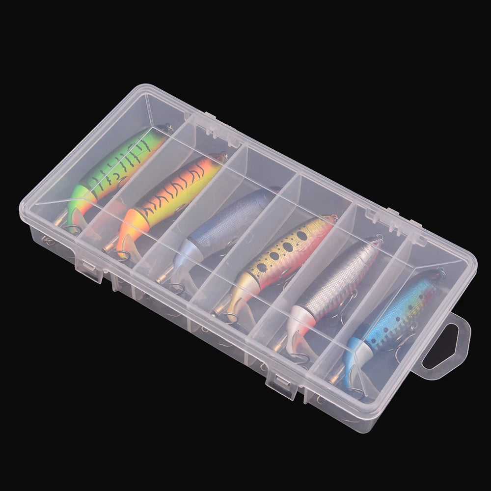 6pcs with Box Whopper Plopper 100mm 13g Floating Popper Fishing Lure Artificial Hard Bait Wobbler Rotating Tail Fishing Tackle