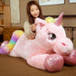 100cm Large Unicorn Plush Toys Cute Pink Rainbow Horse Soft Doll Stuffed Animal Big Toys For Girlfriend Birthday Gift