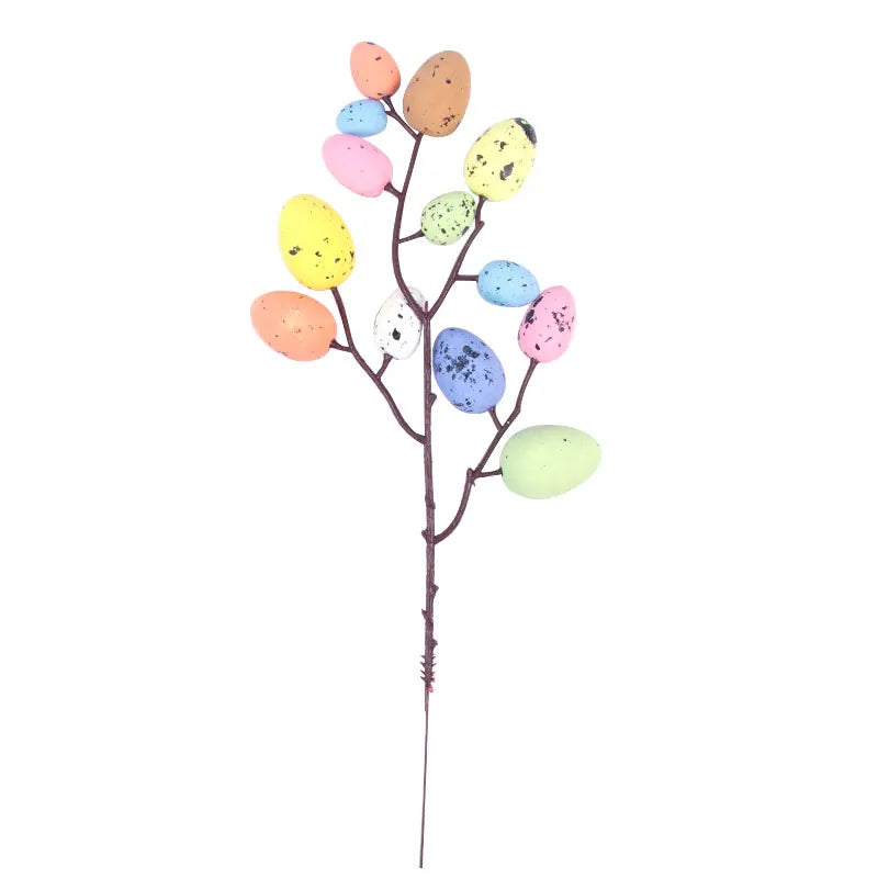 Colorful Easter Egg Tree Branch Artificial Foam Eggs Flower Twig Branches Arrangement Vase Home Decor 2025 Easter Party Supplies