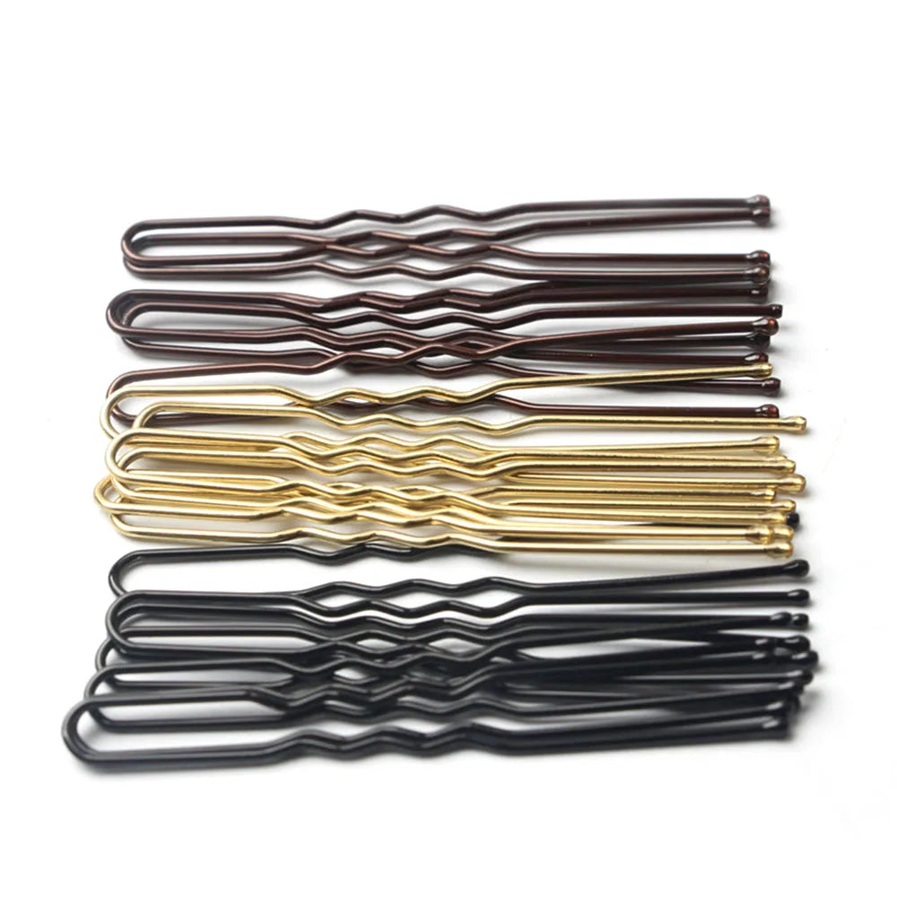 100 PCS/Bag 5cm/6cm U Shaped Alloy Hairpins Waved Hair Clips Simple Metal Bobby Pins Barrettes Bridal Hairstyle Tools Hair Pins