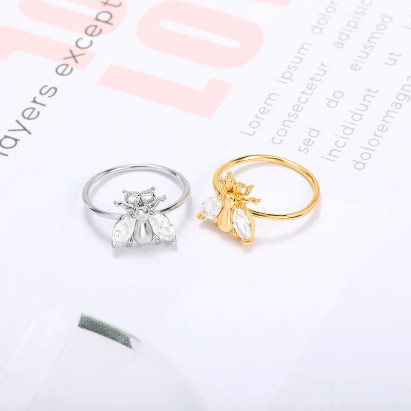 Fine Trendy Animal Jewelry Rings For Women Lovely Little Bee Cute Ring Party Accessories Girl's Fashion Bague Anillos Mujer