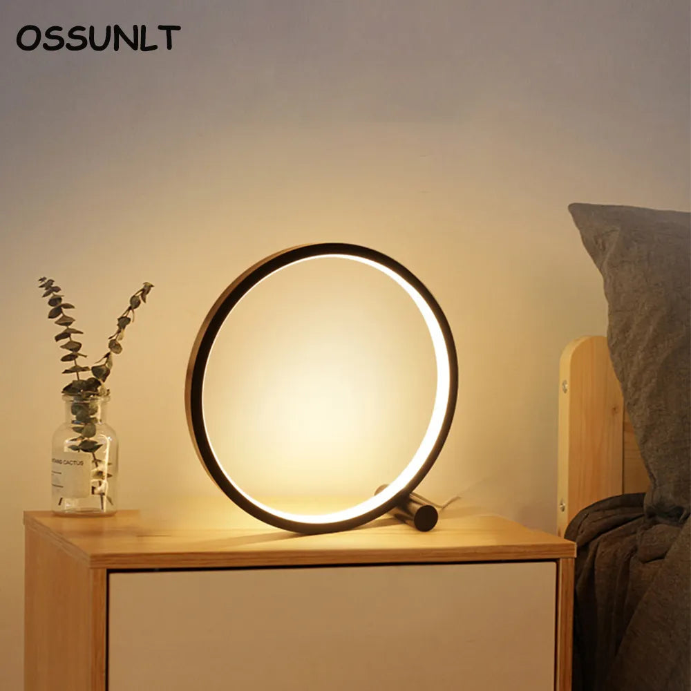 25CM LED Table Lamp Bedroom Circular Desk Lamps For Living Room Bedside Lamp Touch lampe de chevet Round Night Light Decoration